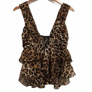 Haute Monde Cheetah Sleeveless Ruffle Tier Layer